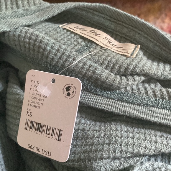 NWT Free People thermal tee silver pine XS/S - Picture 6 of 6
